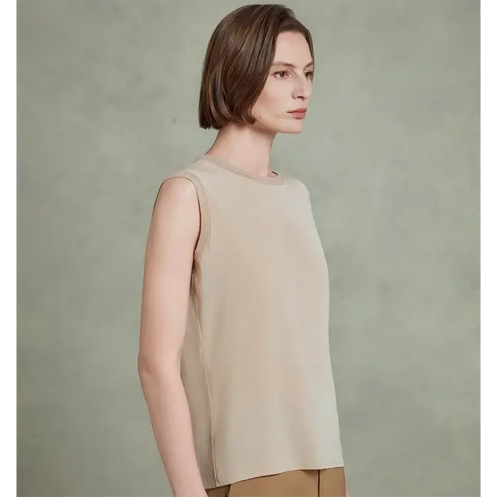 Débardeur sans manches en soie de mûrier véritable pour femme