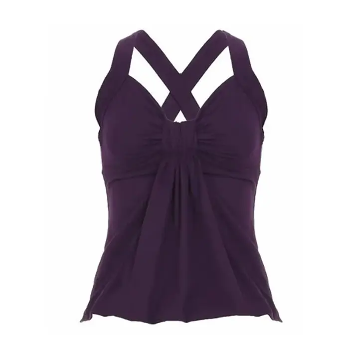 Aoaiiys Débardeur Violet Plissé Halter pour Femme