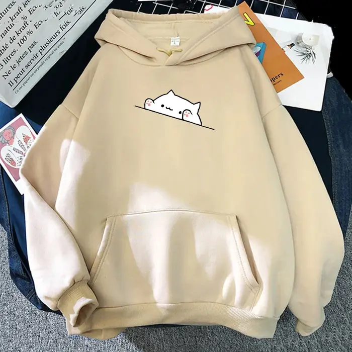 Sweat à capuche pour hommes, pull ample, décontracté, imprimé de chat de dessin animé, mode, Style c