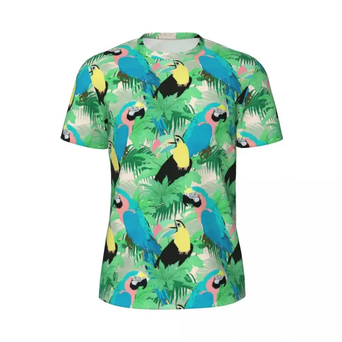 T-Shirt de sport pour hommes, T-Shirts perroquets exotiques modernes, Hippie, feuilles tropicales im
