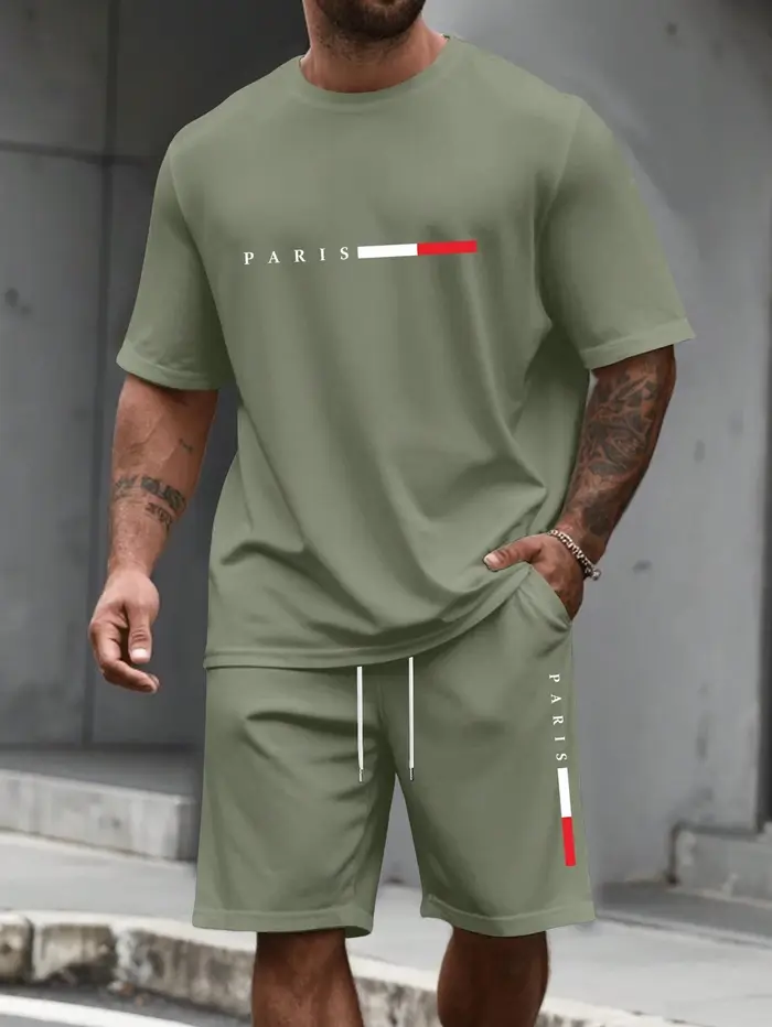 Survêtement pour homme 2 pièces ​ Ensemble de vêtements de sport pour homme, t-shirt à manches court