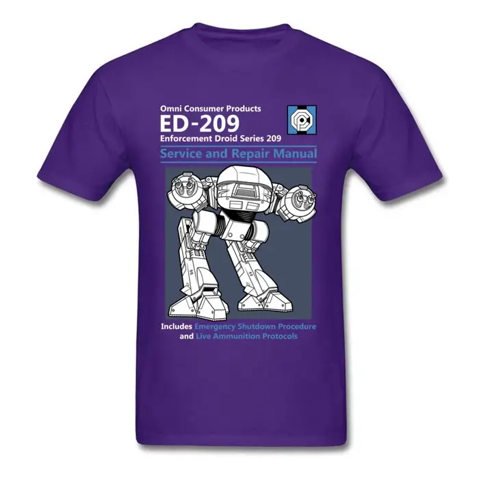 T-shirt en coton imprimé robot pour hommes