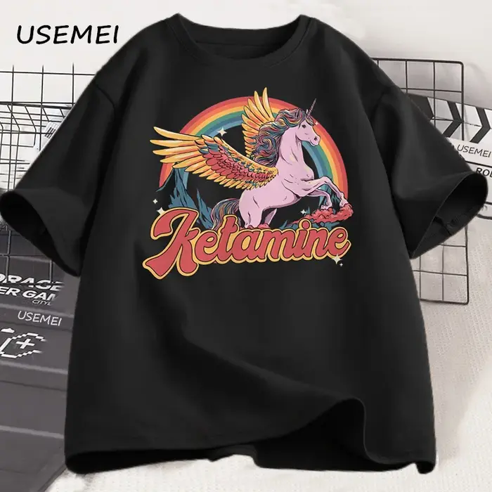 Drôle arc-en-ciel cheval T-Shirt décontracté coton à manches courtes Humor T-Shirt homme T-Shirt col