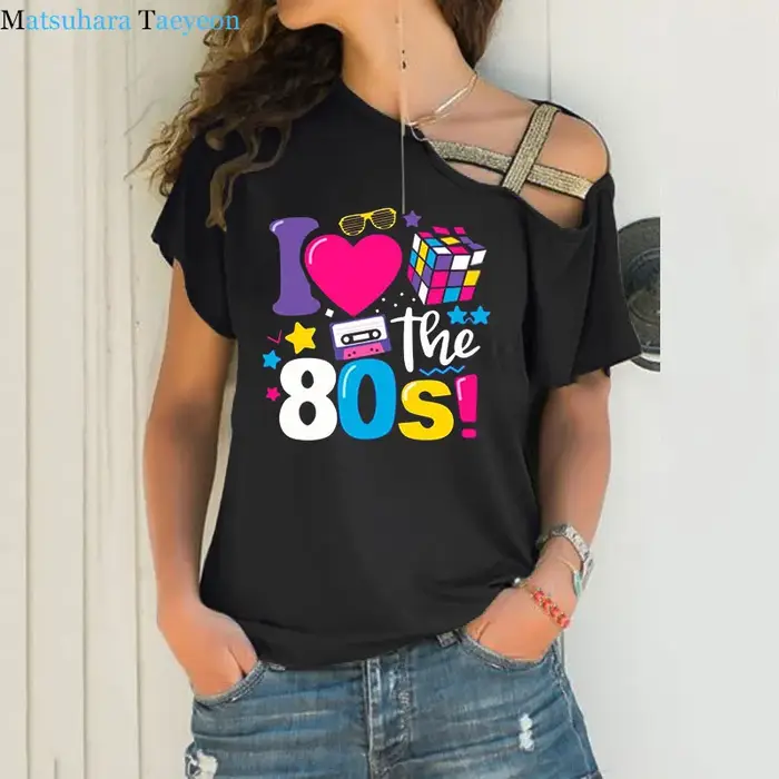 J'aime les 80 t-shirt pour les femmes fête drôle Vintage t-shirts meilleur cadeau hauts