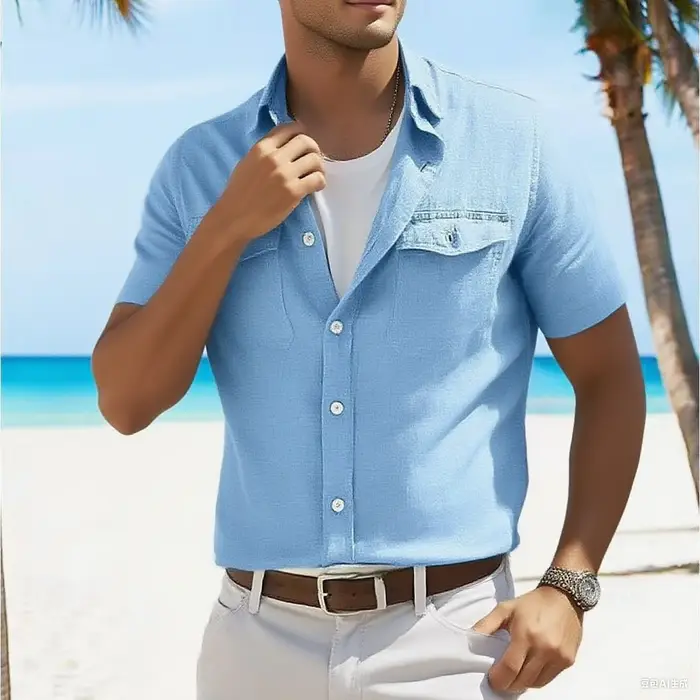 Chemise en coton à manches courtes pour hommes T-shirt