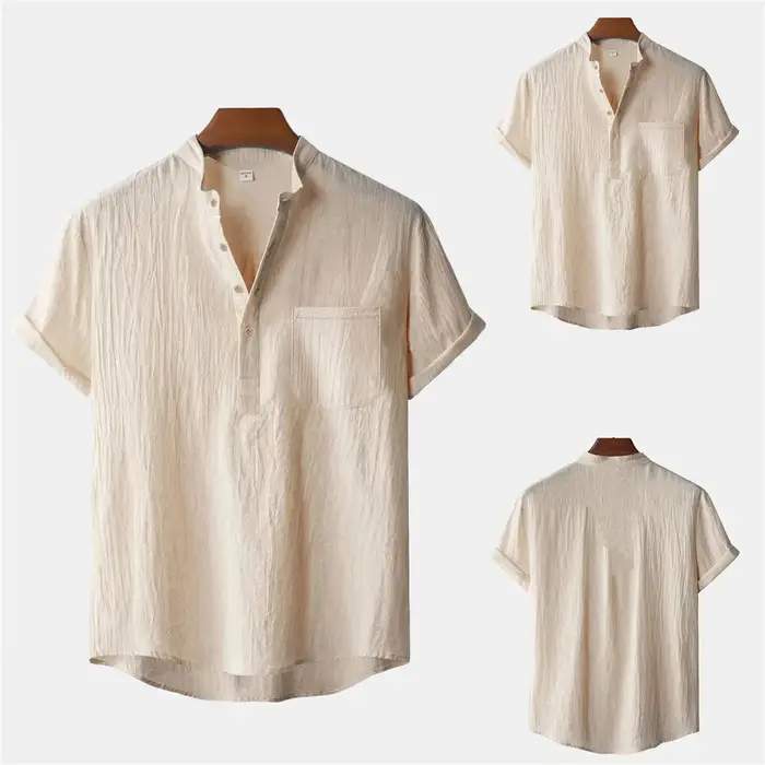 T-shirt d'été en coton et lin pour hommes