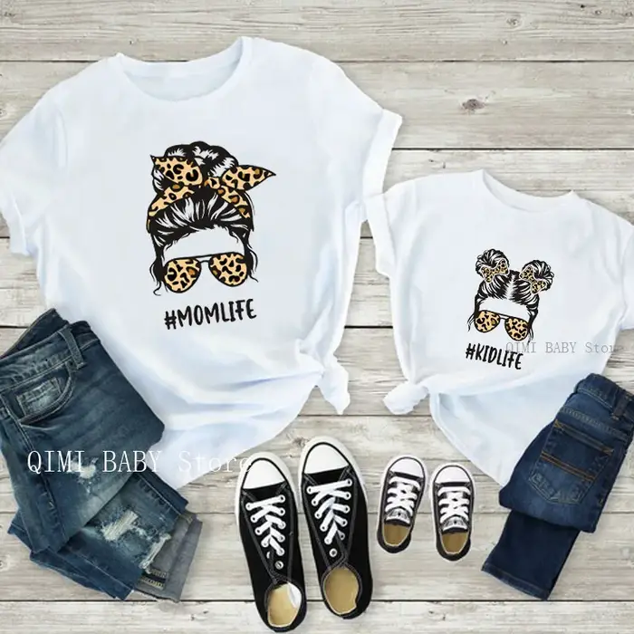 T-shirt d'été à manches courtes pour mère et fille