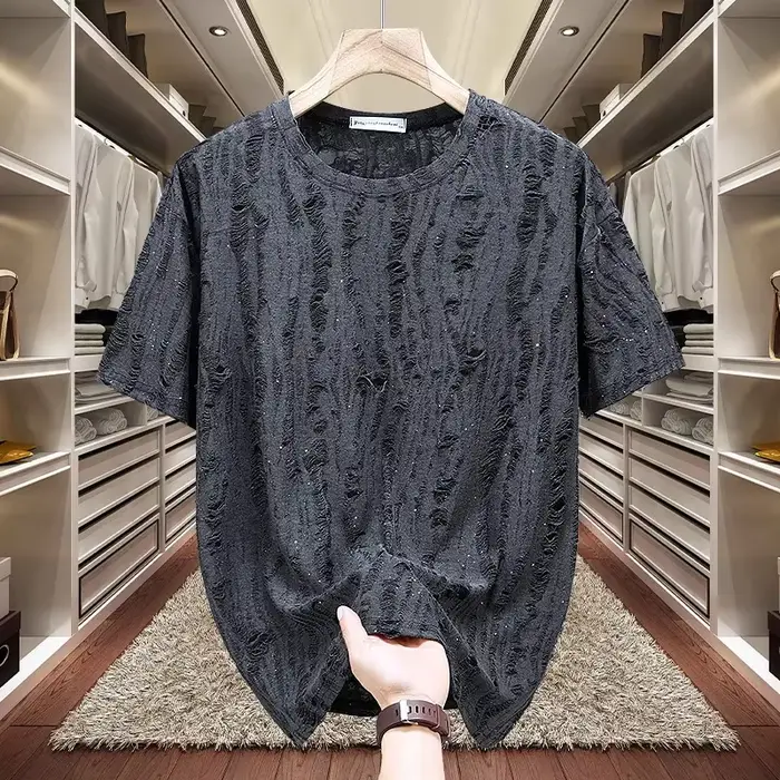 T-shirt à manches courtes pour hommes nouveau plein ciel étoile diamant chaud haute qualité décontracté Streetwear