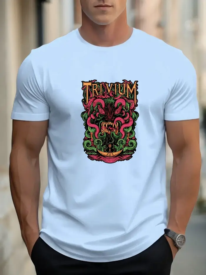T-shirts pour hommes trivia monster 100 % coton impression graphique été t-shirt col rond décontracté respirant style de rue haut quotidien