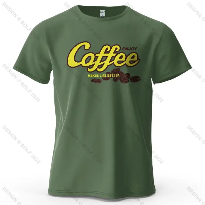 Café thème Slogan imprimé hommes T-Shirt 100% coton surdimensionné invité graphique pour femmes hommes hauts t-shirts Streetwear