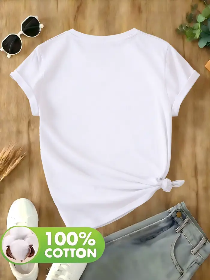 T-shirt imprimé à col en V pour femme