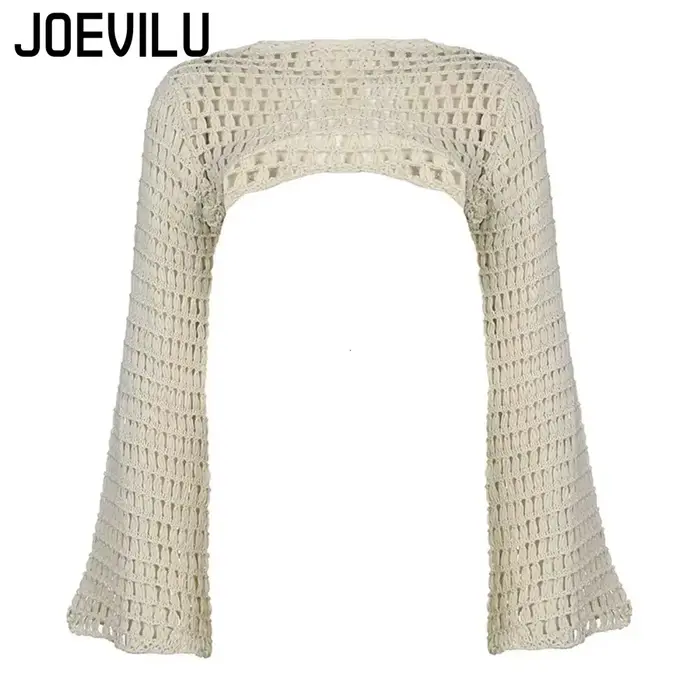 Haut court ajouré en tricot au Crochet pour femmes