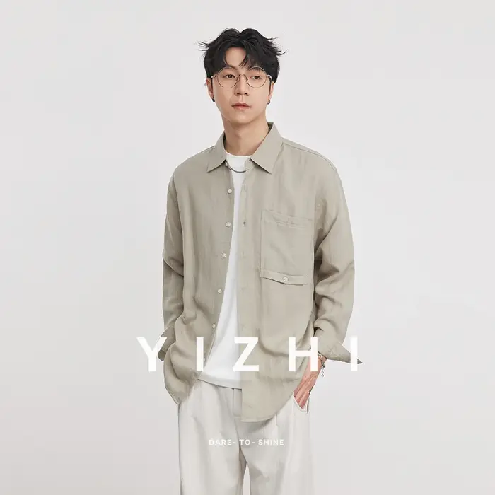 Nouvelle Chemise Décontractée Homme 2026 à Manches Longues en Lyocell et Mélange de Lin