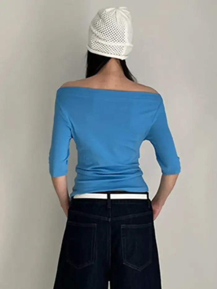 T-shirts à manches courtes bleu électrique pour femmes
