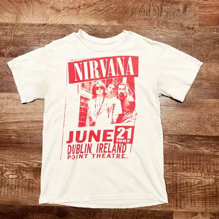 T-Shirt classique avec Logo rouge du groupe de Rock Nirvana, 100% coton, t-shirt graphique pour homm