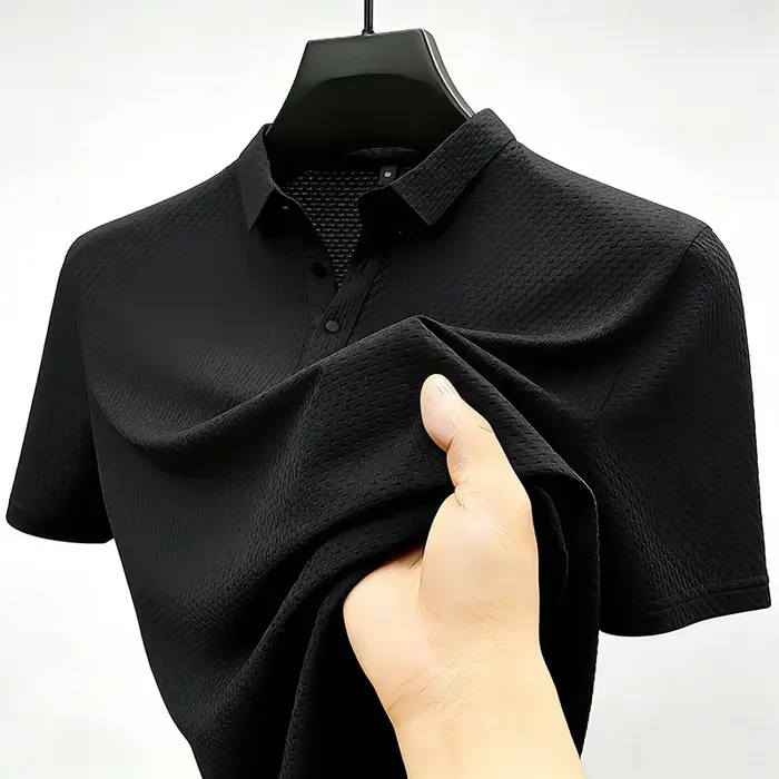 Polo sportif à manches courtes pour homme avec texture gaufrée
