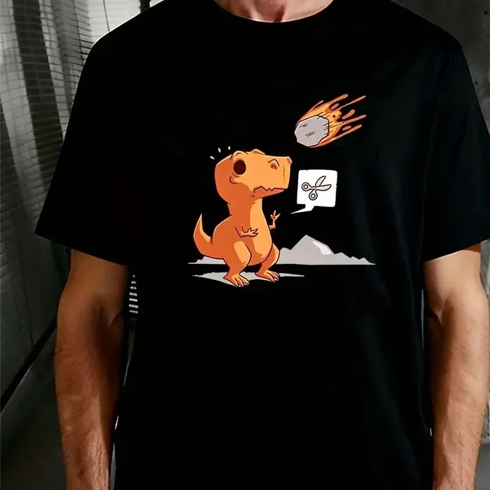 T-shirts imprimés dinosaures orange pour hommes et femmes