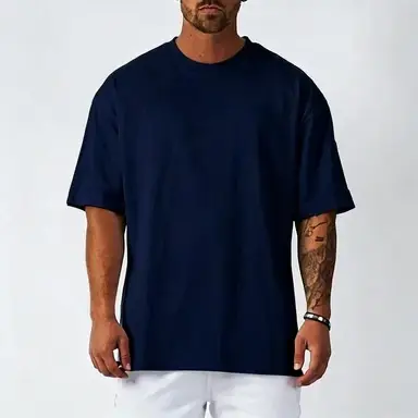 T-shirt blanc en coton pour homme, coupe oversize, style rétro, couleur unie, grande taille, mode ho