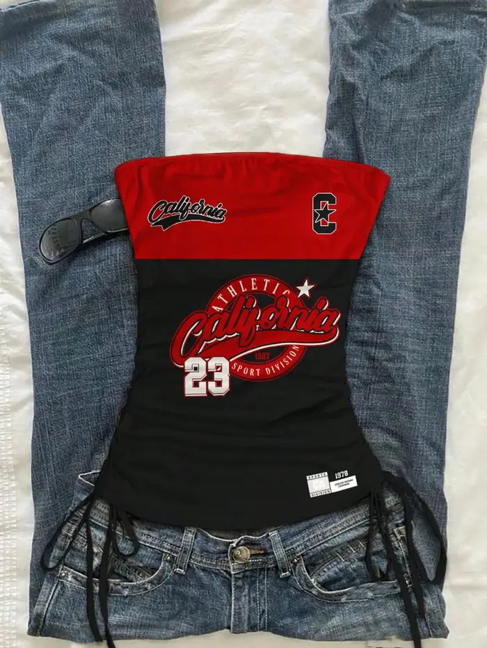 Crop top, débardeur cintré à la taille avec cordon de serrage pour femme, idéal pour l'été, coupe re