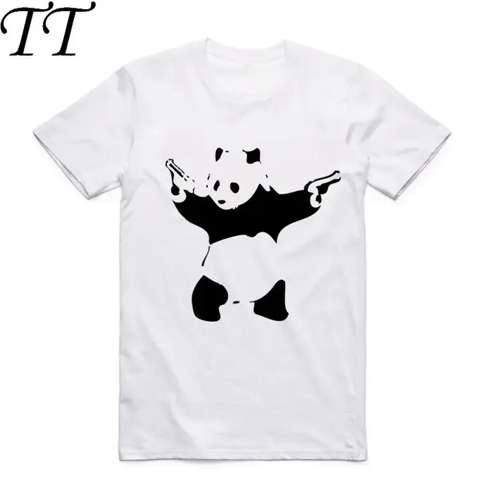 2019 hommes Banksy Design urbain Art T-shirt blanc col rond manches courtes été Hipster Streetwear Cool haut décontracté