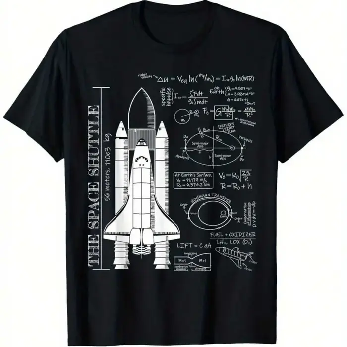 T-shirt Space Shuttle STS Rocket Science pour garçons et filles - T-shirt décontracté en mélange noi