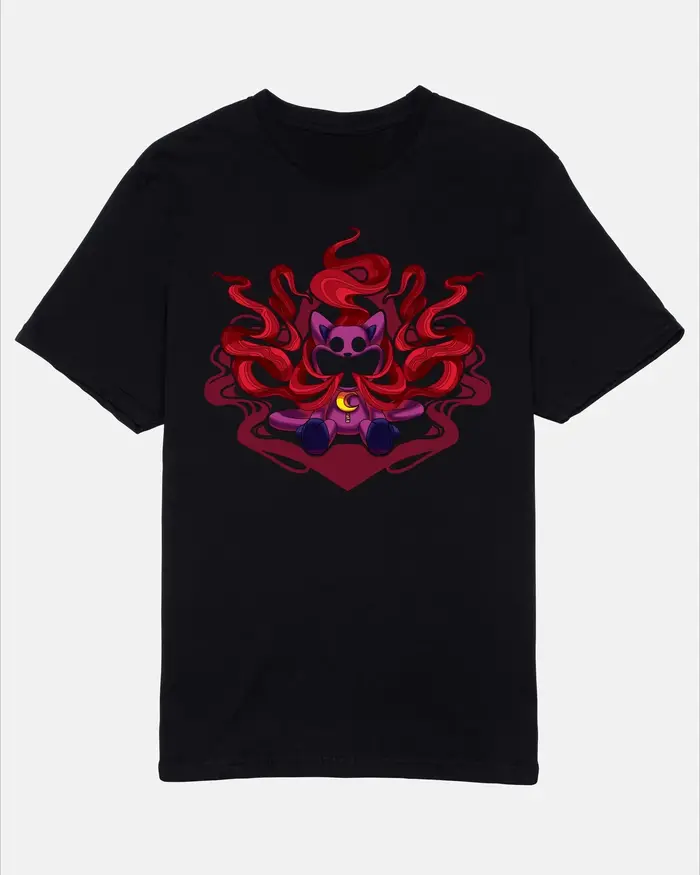 T-shirt CatNap Cartoon Moon Black Tee Poppy Game Time – Nouvelle collection été 2026 – Vêtements pour hommes et femmes