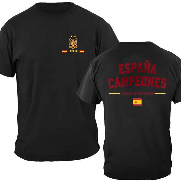 T-shirt graphique Espagne Champions 2026 – Double étoile de la gloire des vainqueurs de la Coupe du Monde de football 2026