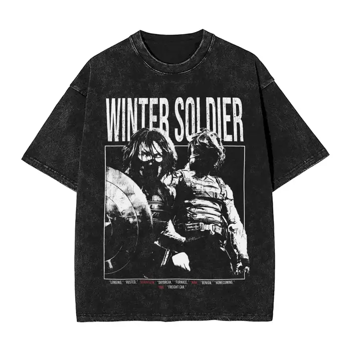 Bucky Barnes Thunderbolts soldat d'hiver Sebastian Stan lavé T-Shirts Streetwear Hip Hop
