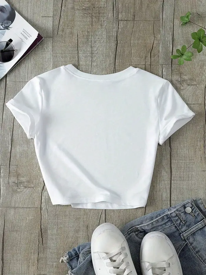 T-shirt haut court pour femme - "Social Media Killed Romance" imprimé graphique été tenue décontracté manches Harajuku