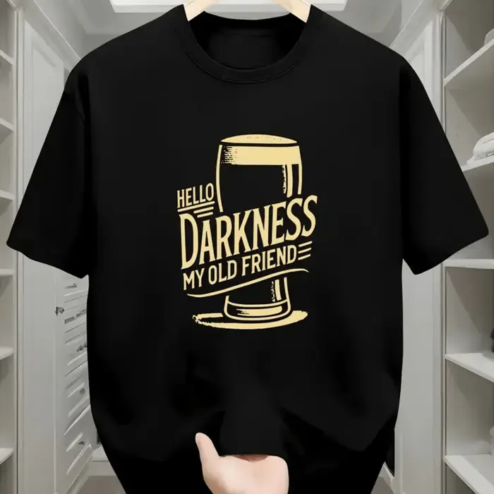 T-Shirt drôle pour amoureux de la bière pour hommes, T-Shirt graphique Hello Darkness My Old Friend 