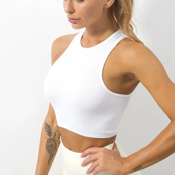 FibrYoga-T-shirt court respirant sans couture pour femme