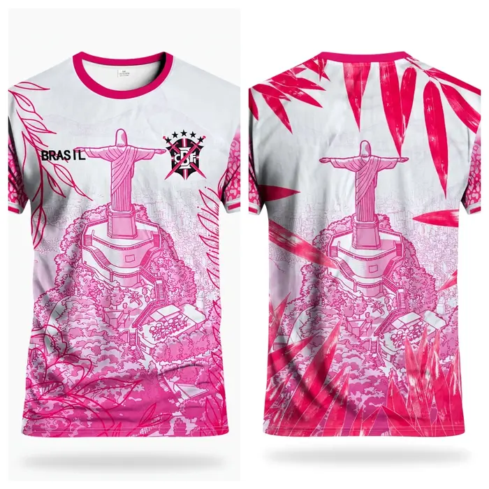 Rio de Janeiro, Brésil. Maillots de football fan art. T-shirts pour hommes et femmes imprimés en 3D. Vêtements de sport respirants pour l'été