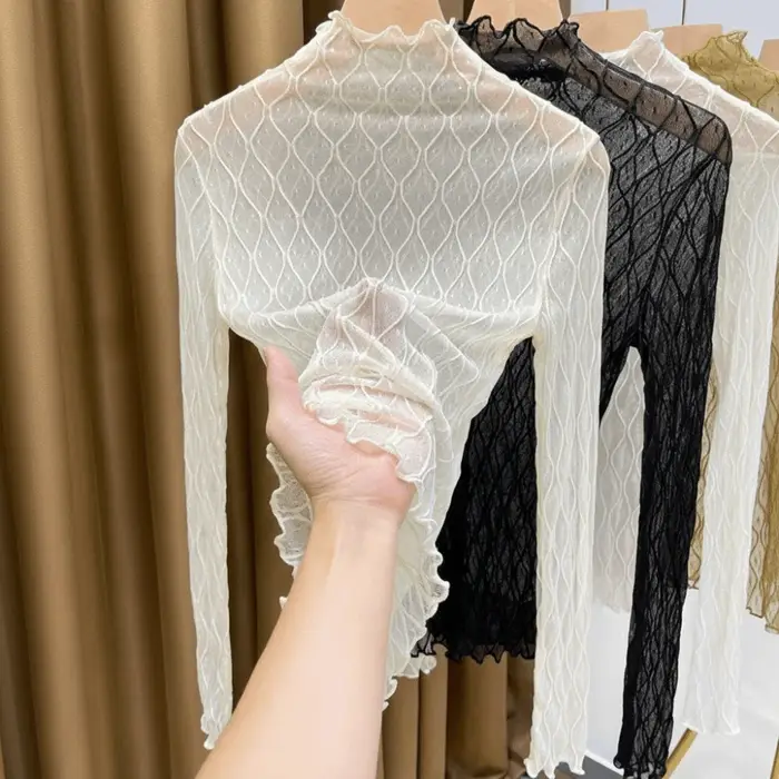 Haut à col roulé sexy et élégant en maille unie