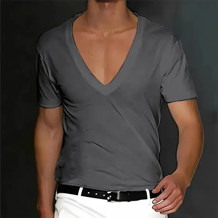 T-Shirt à manches courtes et col en v pour hommes