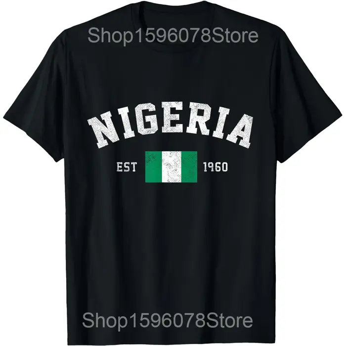 T-shirts drôles avec drapeau nigérian pour hommes et femmes, en pur coton, humoristiques, streetwear