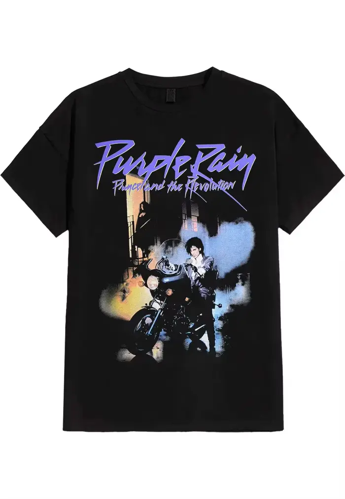 T-shirt unisexe Prince Purple Rain à motif rétro imprimé 100 % coton, nouvelle collection été 2026, 