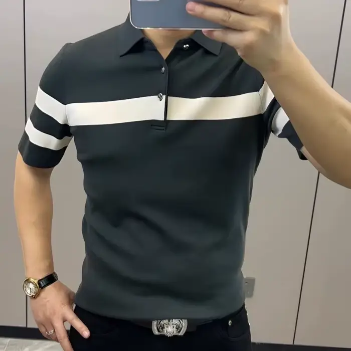 Chemise d'été à revers épissé pour hommes