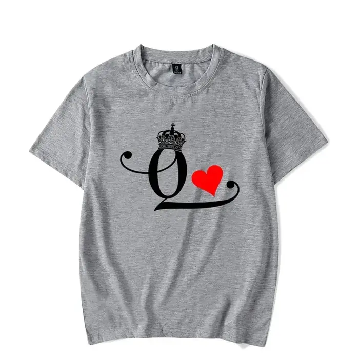 Mode lettre impression Couple t-shirt pour les amoureux nouvelle chemise coréenne Chic roi reine coeur graphique t-shirts pour les Couples