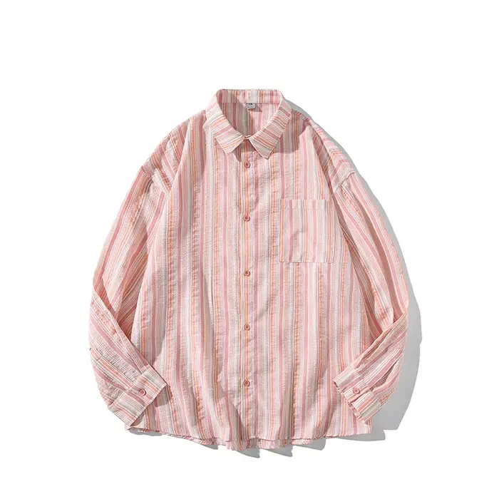 Chemise à manches longues rayée à boutons
