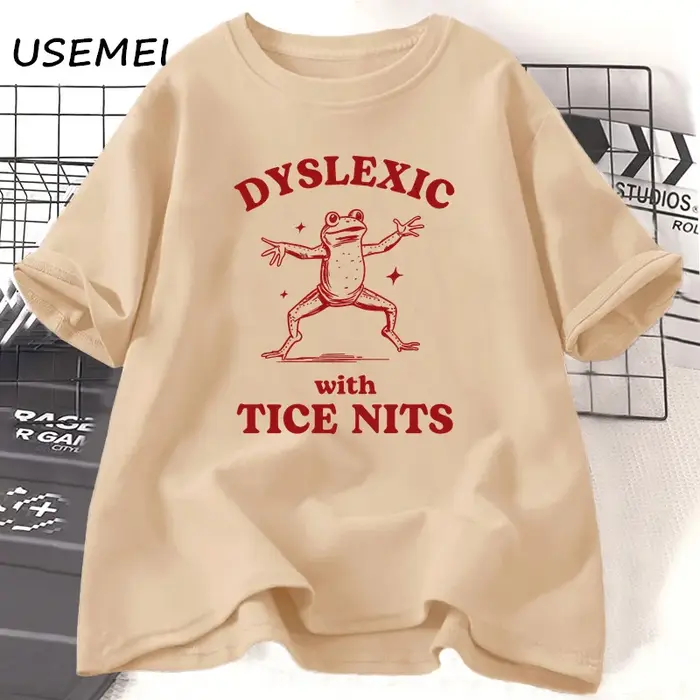 Dyslexique avec Tice Nits t-shirs femmes hommes drôle grenouille t-shirt muet idiot Meme graphique t-shirts coton Csual à manches courtes vêtements