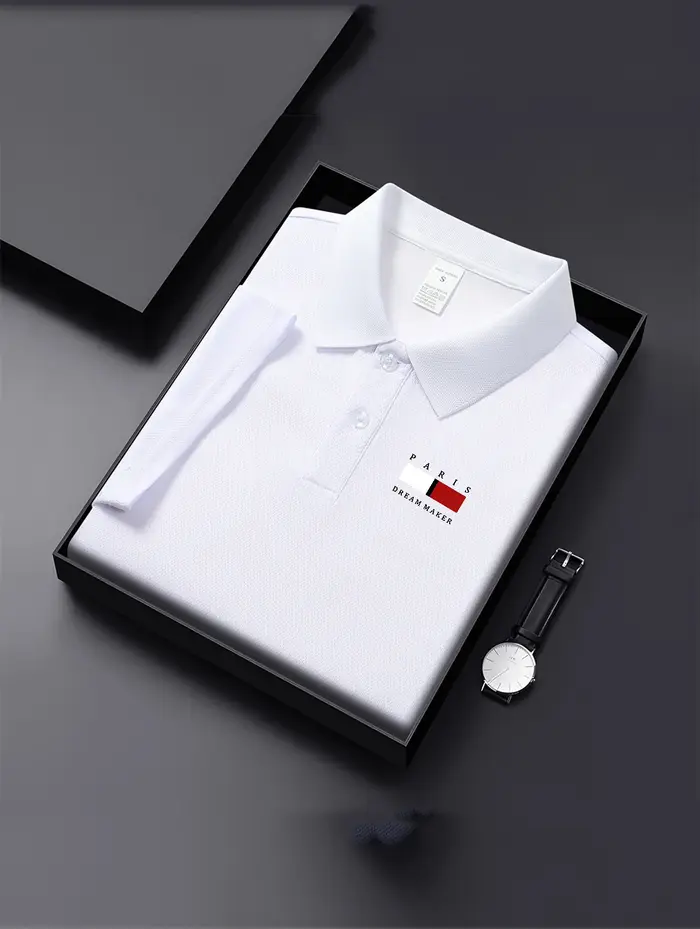 Polo respirant bleu marine pour homme, décontracté, manches courtes, léger, pour le travail quotidie