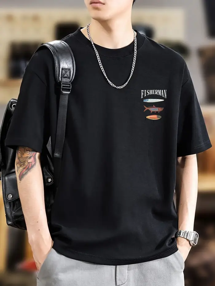 T-shirt graphique de pêche pour hommes