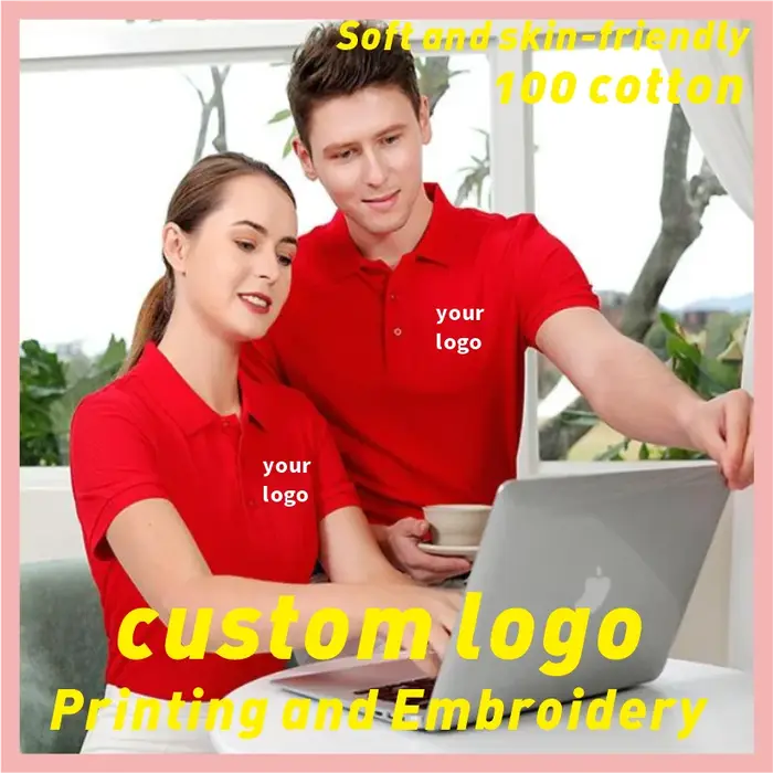 T-shirt polo 100 coton de couleur unie de haute qualité avec logo brodé imprimable pour hommes et femmes