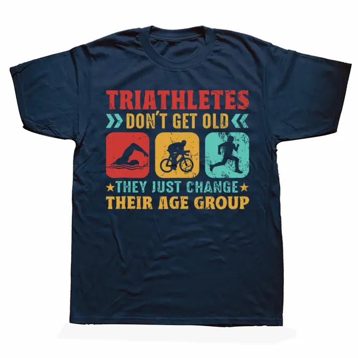 Conception de Triathlon drôle hommes femmes Triathlètes natation vélo course T-shirt été graphique coton Streetwear à