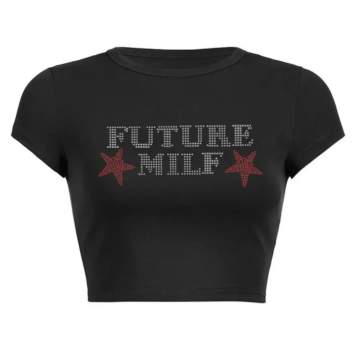 T-Shirt à Manches Courtes et Col Rond pour Femme