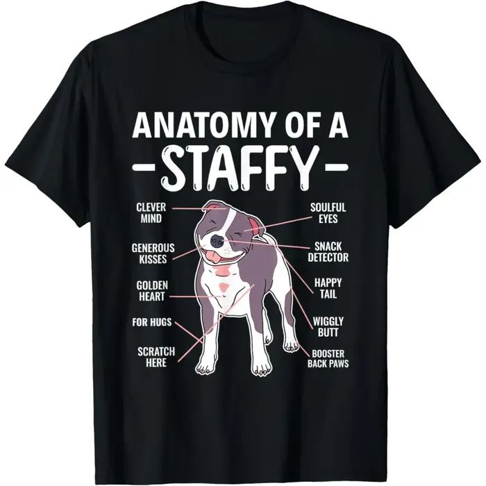 Drôle américain Staffordshire Terrier Amstaff chien anatomie t-shirts hommes femmes Humor Streetwear à manches courtes unisexe vêtements amples