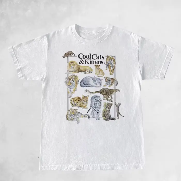 Cool chats et chatons Vintage T-Shirt femmes ample à manches courtes mignon félin