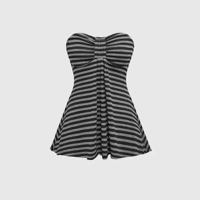 Tops sans bretelles pour femmes gothiques Y2K, sexy, mince, chic, décontracté, rayé, veste courte, r