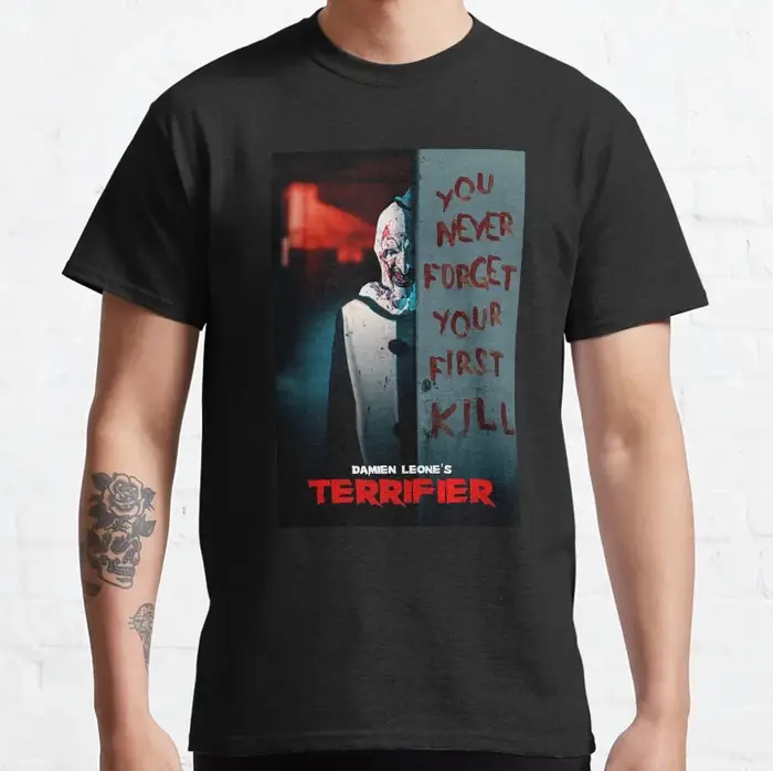 T-Shirt Vintage Terrifier pour Homme, 100% Coton Imprimé, Clown Effrayant, Film d'Halloween, Cadeau