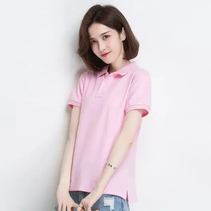 Chemise col polo pour femme uni bouton blanc 100 ℅ Coton
